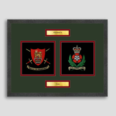 Army Training Regiment & Intelligence Corps Framed Military Embroidery Presentation