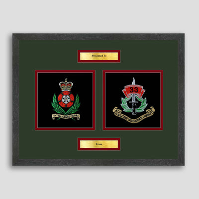 33 Military Intelligence Company and Intelligence Corps Framed Military Embroidery Presentation