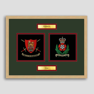 Army Training Regiment & Intelligence Corps Framed Military Embroidery Presentation