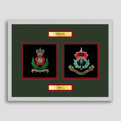 33 Military Intelligence Company and Intelligence Corps Framed Military Embroidery Presentation
