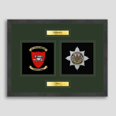 AFV Gunnery School Corps & Royal Dragoon Guards Framed Military Embroidery Presentation