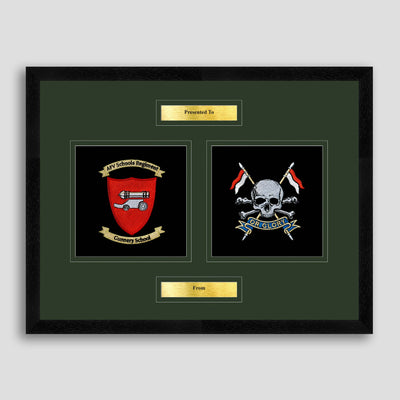 AFV Gunnery School Corps & The Royal Lancers Framed Military Embroidery Presentation