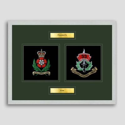 33 Military Intelligence Company and Intelligence Corps Framed Military Embroidery Presentation