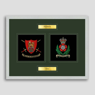Army Training Regiment & Intelligence Corps Framed Military Embroidery Presentation