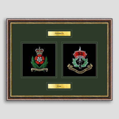 33 Military Intelligence Company and Intelligence Corps Framed Military Embroidery Presentation