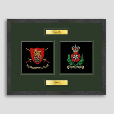 Army Training Regiment & Intelligence Corps Framed Military Embroidery Presentation