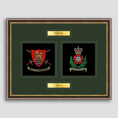 Army Training Regiment & Intelligence Corps Framed Military Embroidery Presentation