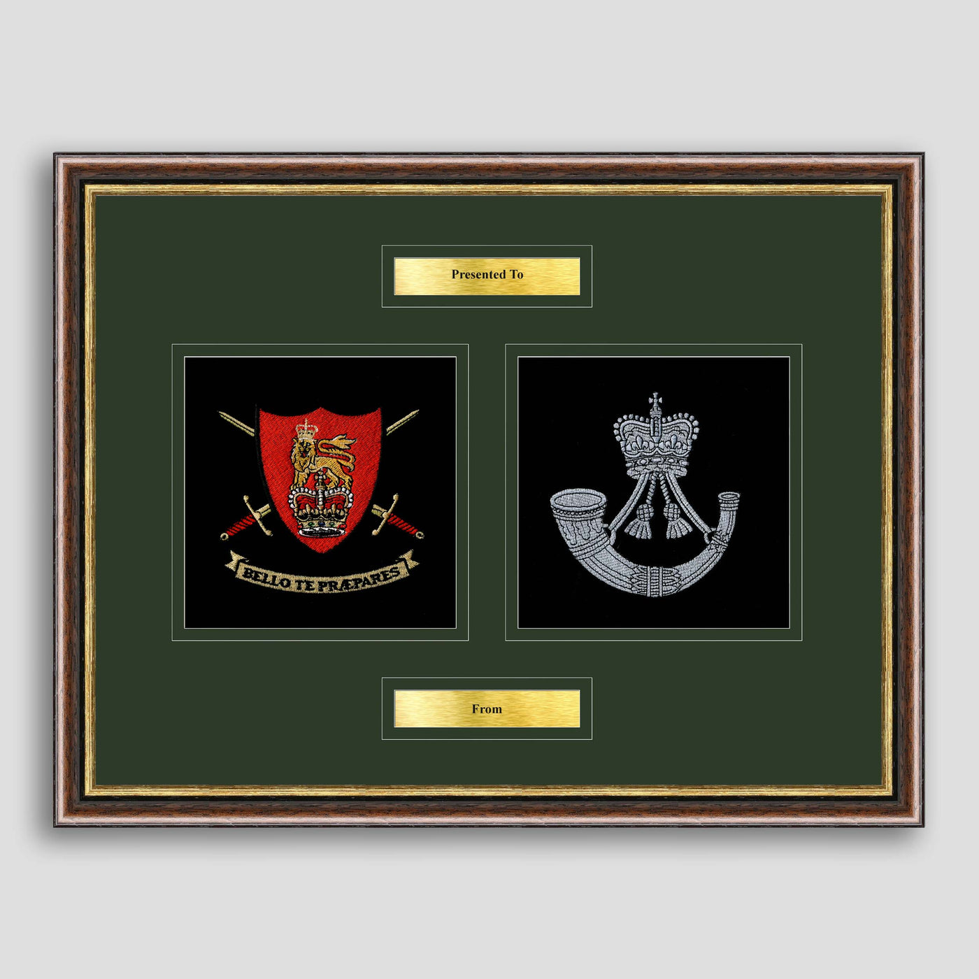 Army Training Regiment & Rifles Framed Military Embroidery Presentation