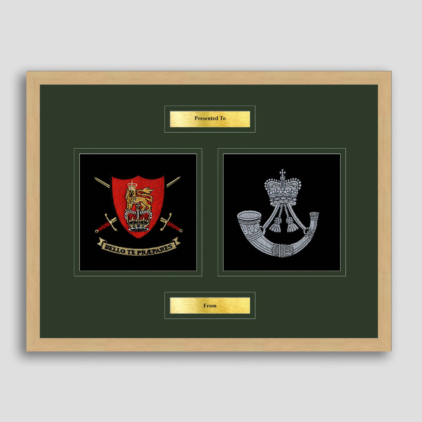 Army Training Regiment & Rifles Framed Military Embroidery Presentation