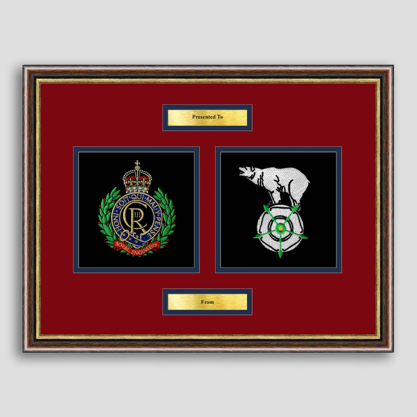 Royal Engineers & 106 Field Sqn 75 RE Framed Military Embroidery Presentation