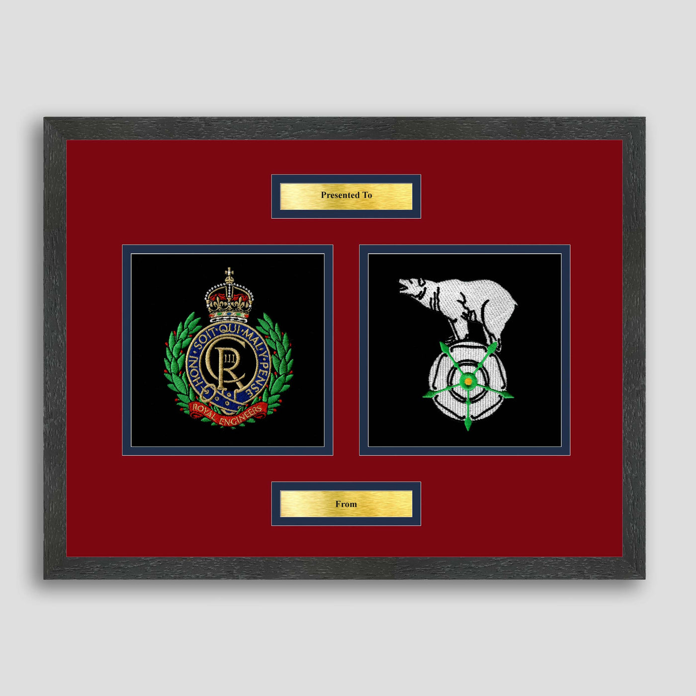 Royal Engineers & 106 Field Sqn 75 RE Framed Military Embroidery Presentation