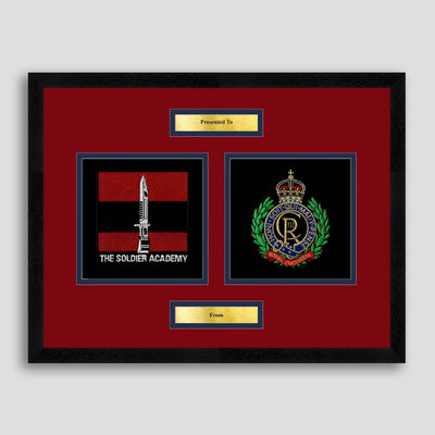 Army Training Regiment & Royal Engineers Framed Military Embroidery Presentation