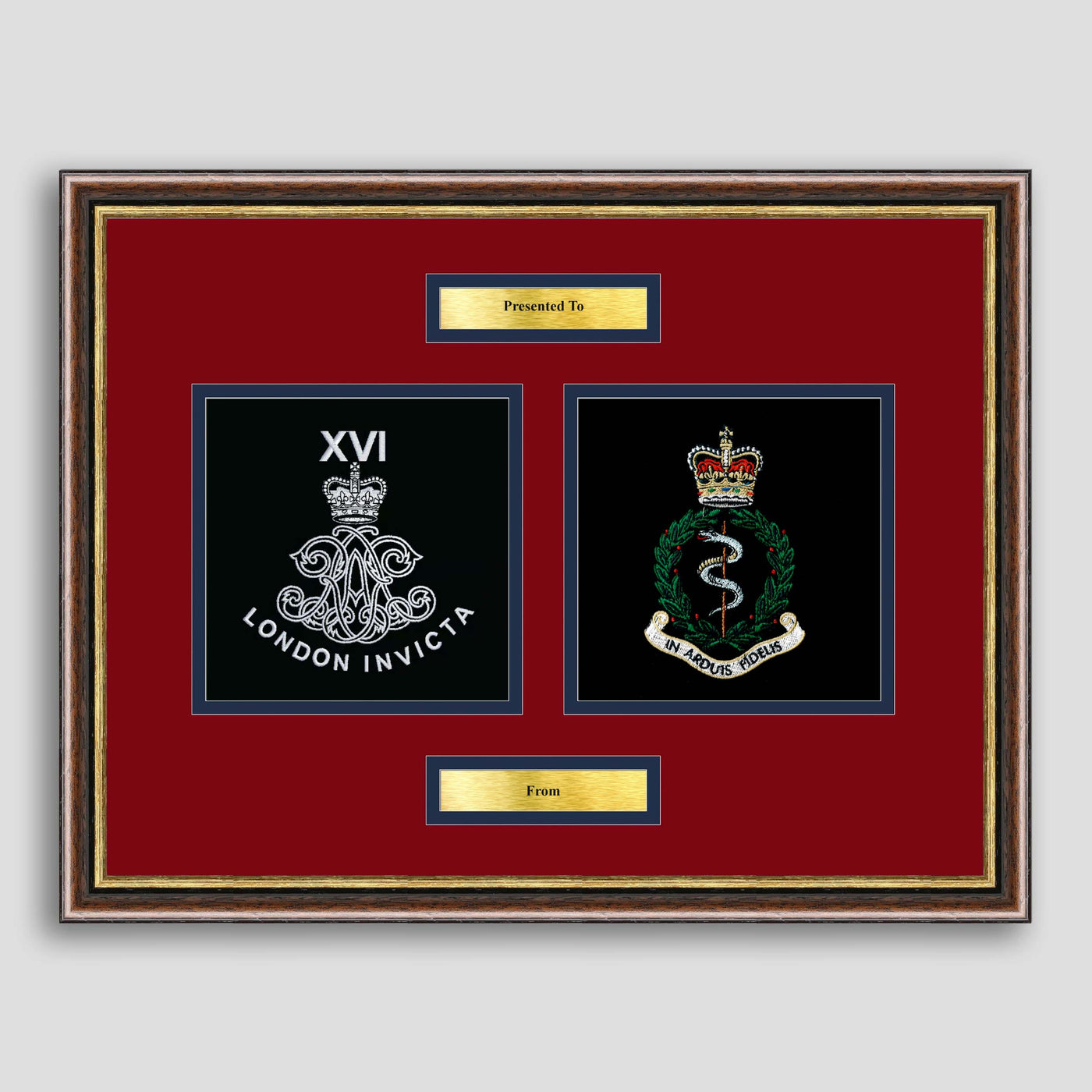 16 Regiment Royal Artillery and RAMC Framed Military Embroidery Presentation