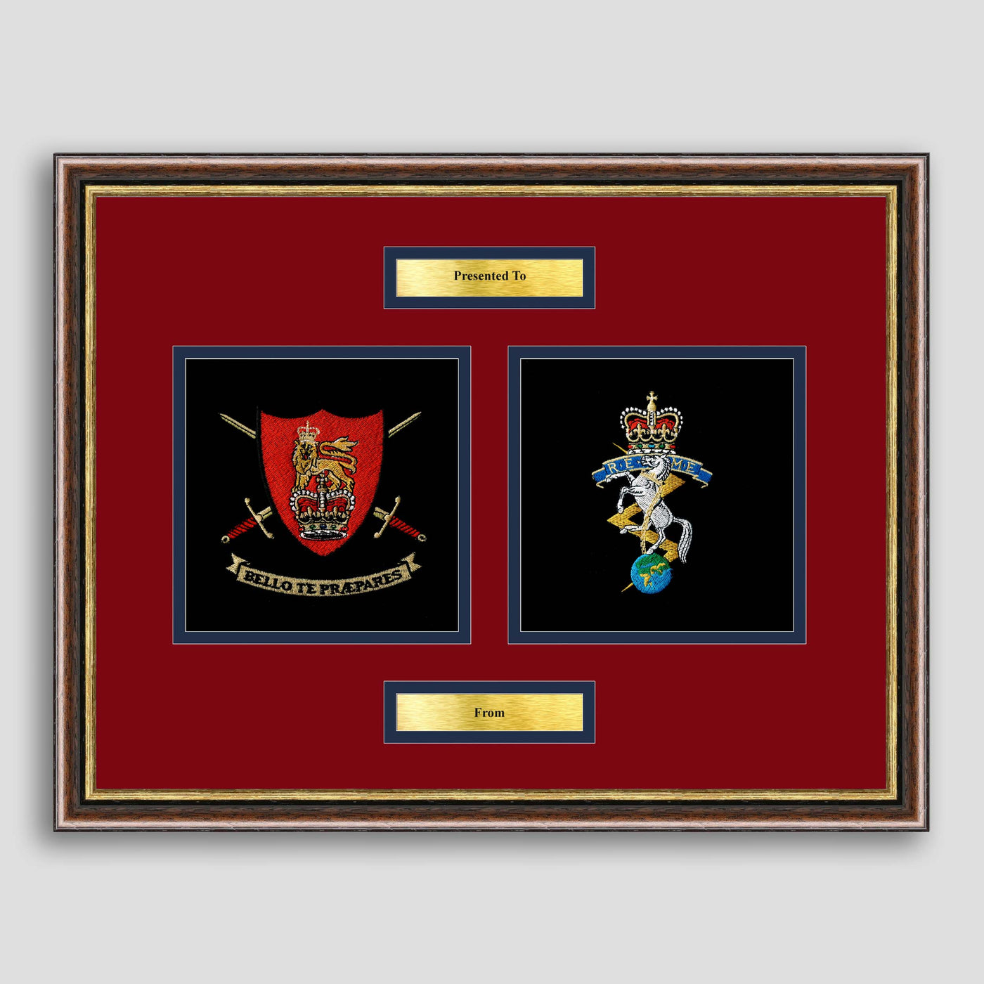 Army Training Regiment & REME Framed Military Embroidery Presentation