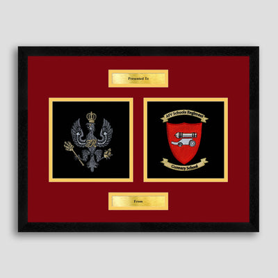 Kings Royal Hussars & AFV Gunnery School Framed Military Embroidery Presentation