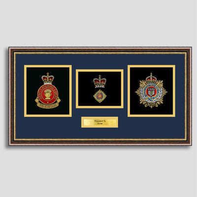 Royal Logistics Corps & Army Catering Corps Double Crest Embroidery Presentation with Rank Insignia