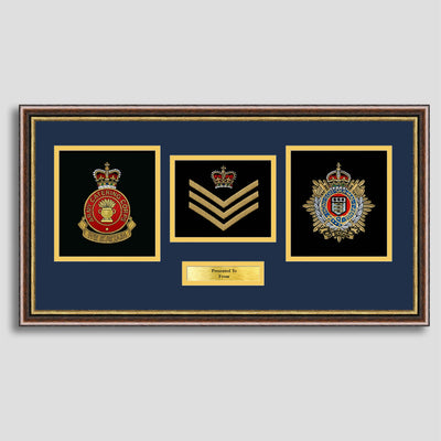 Royal Logistics Corps & Army Catering Corps Double Crest Embroidery Presentation with Rank Insignia