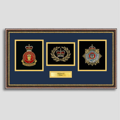 Royal Logistics Corps & Army Catering Corps Double Crest Embroidery Presentation with Rank Insignia