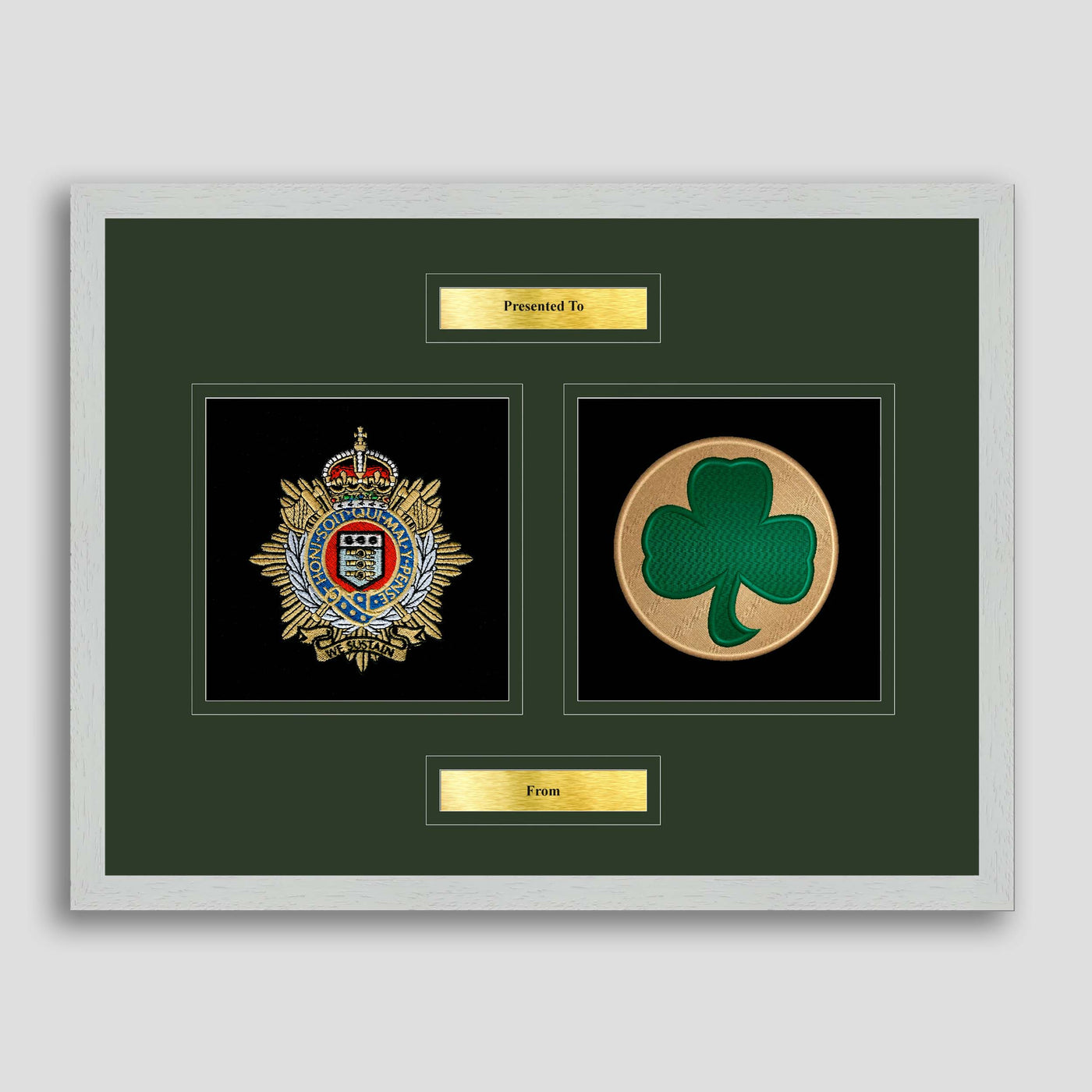 Royal Logistics Corps & 38 Irish Brigade Framed Military Embroidery Presentation