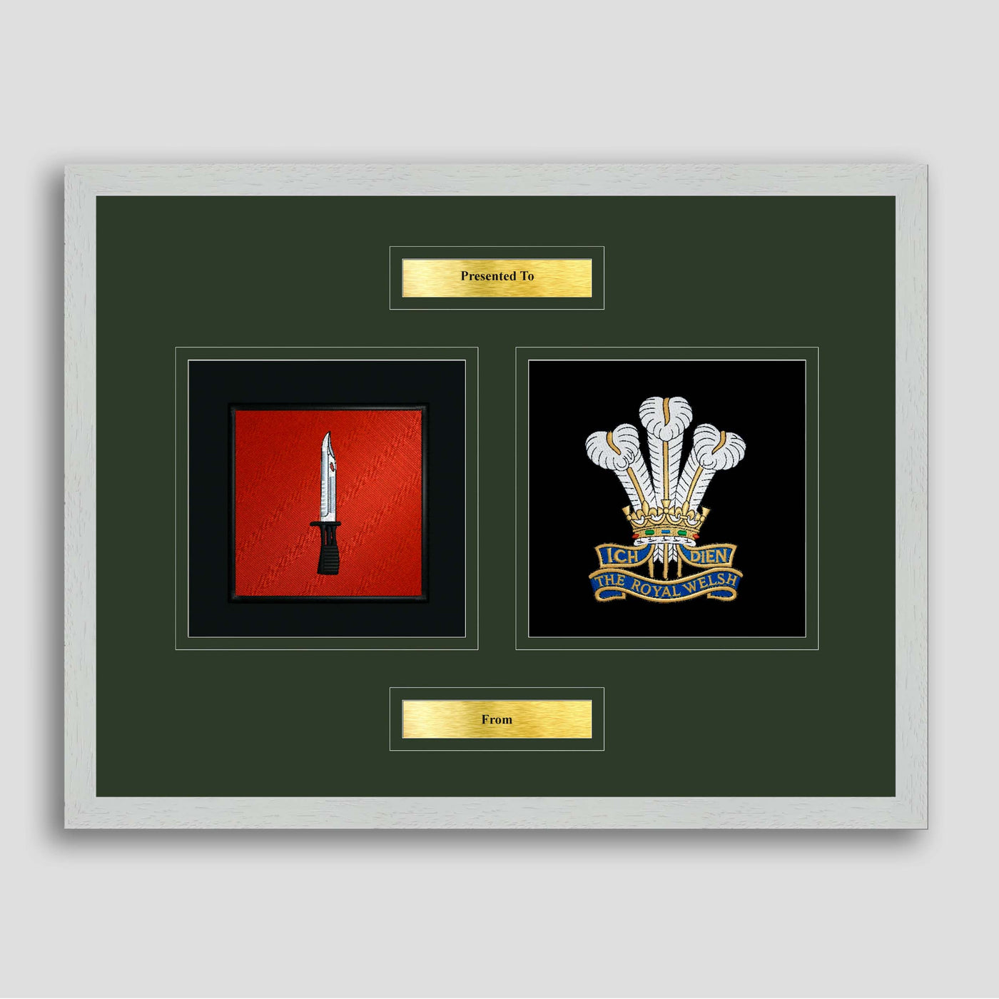 Infantry & Royal Welsh Framed Military Embroidery Presentation