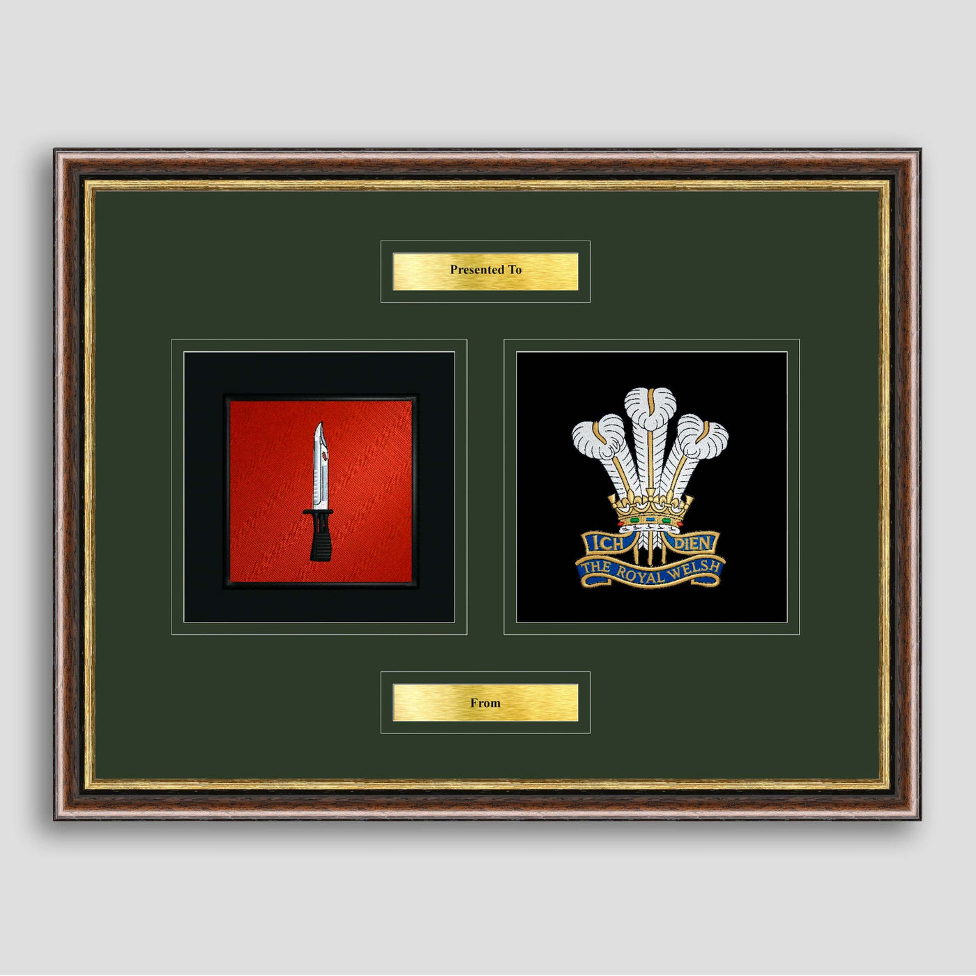 Infantry & Royal Welsh Framed Military Embroidery Presentation