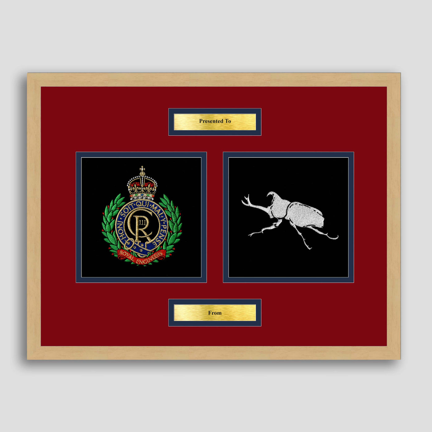 Royal Engineers & 26 Engineers Framed Military Embroidery Presentation