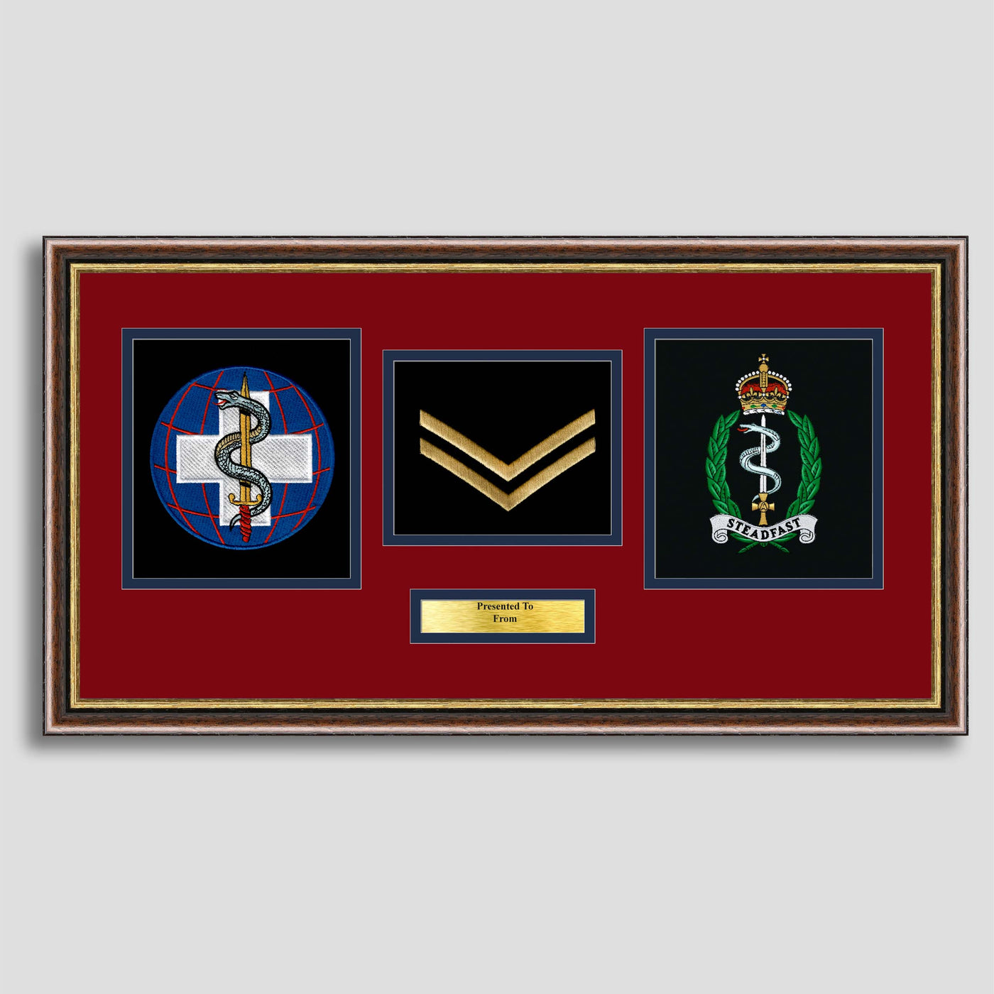 22 Multi-Role Medical Regiment & Royal Army Medical Service Double Crest Embroidery Presentation with Rank Insignia