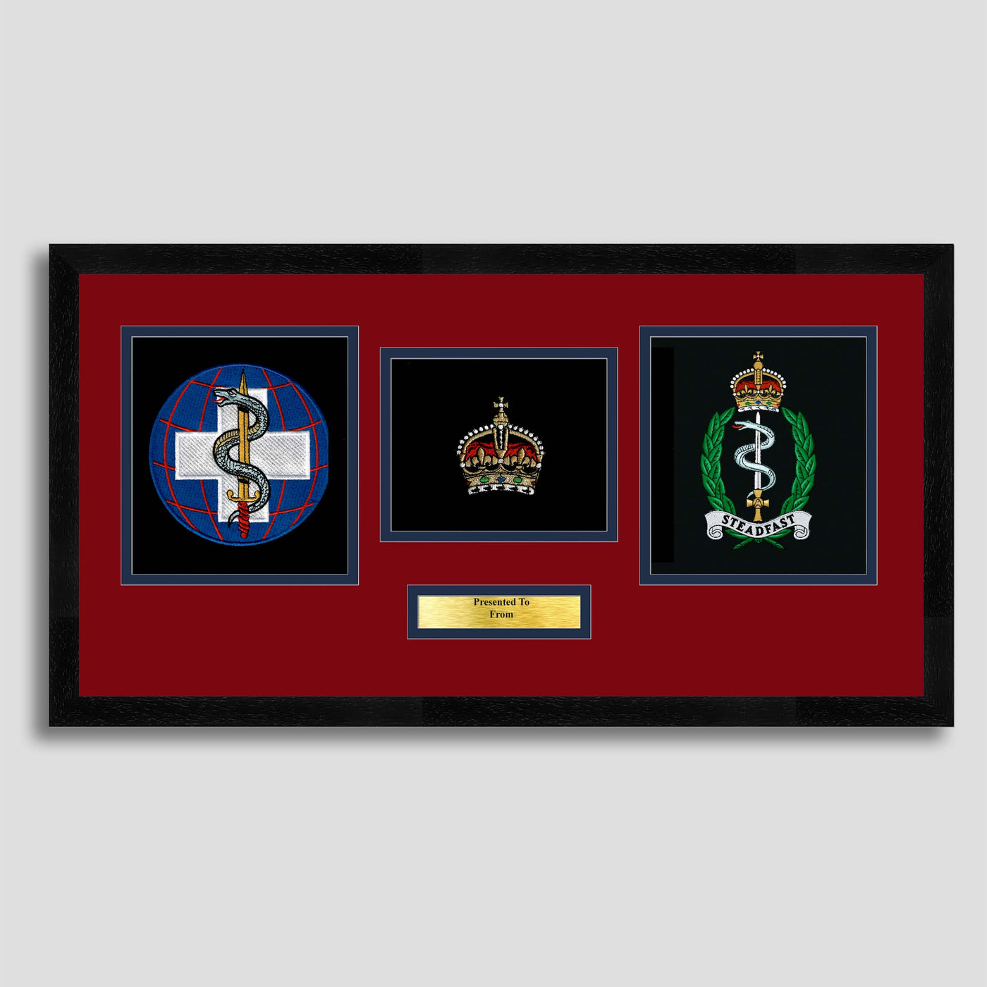 22 Multi-Role Medical Regiment & Royal Army Medical Service Double Crest Embroidery Presentation with Rank Insignia