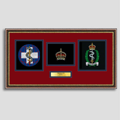 22 Multi-Role Medical Regiment & Royal Army Medical Service Double Crest Embroidery Presentation with Rank Insignia
