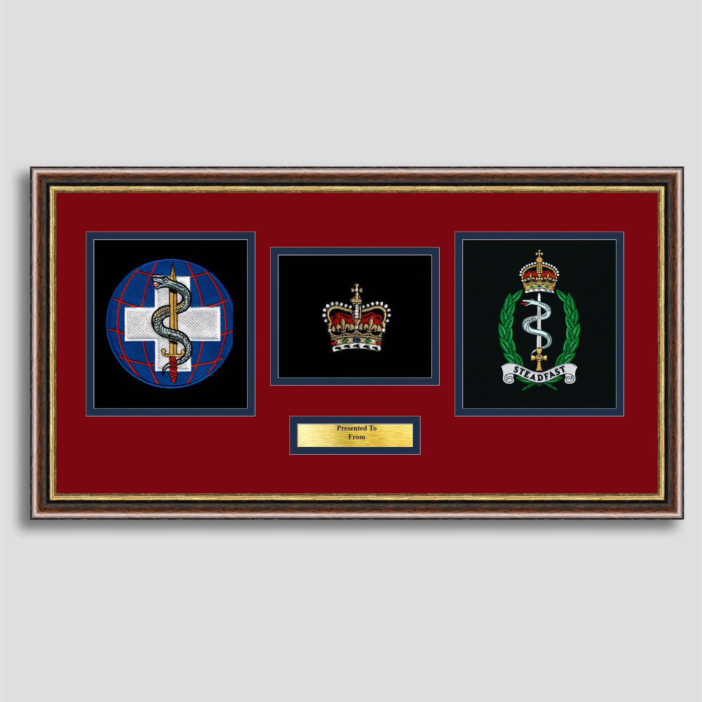 22 Multi-Role Medical Regiment & Royal Army Medical Service Double Crest Embroidery Presentation with Rank Insignia