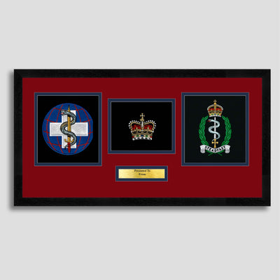 22 Multi-Role Medical Regiment & Royal Army Medical Service Double Crest Embroidery Presentation with Rank Insignia