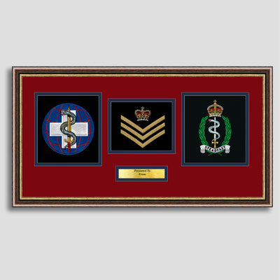22 Multi-Role Medical Regiment & Royal Army Medical Service Double Crest Embroidery Presentation with Rank Insignia