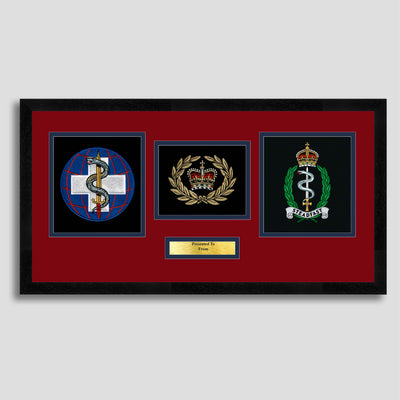 22 Multi-Role Medical Regiment & Royal Army Medical Service Double Crest Embroidery Presentation with Rank Insignia