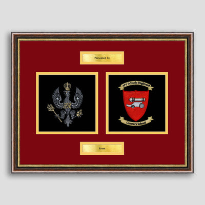 Kings Royal Hussars & AFV Gunnery School Framed Military Embroidery Presentation