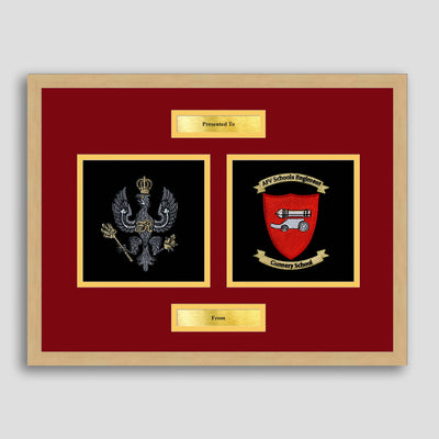 Kings Royal Hussars & AFV Gunnery School Framed Military Embroidery Presentation