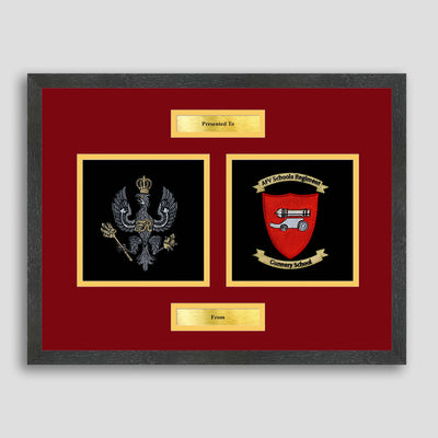 Kings Royal Hussars & AFV Gunnery School Framed Military Embroidery Presentation