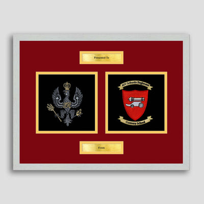 Kings Royal Hussars & AFV Gunnery School Framed Military Embroidery Presentation