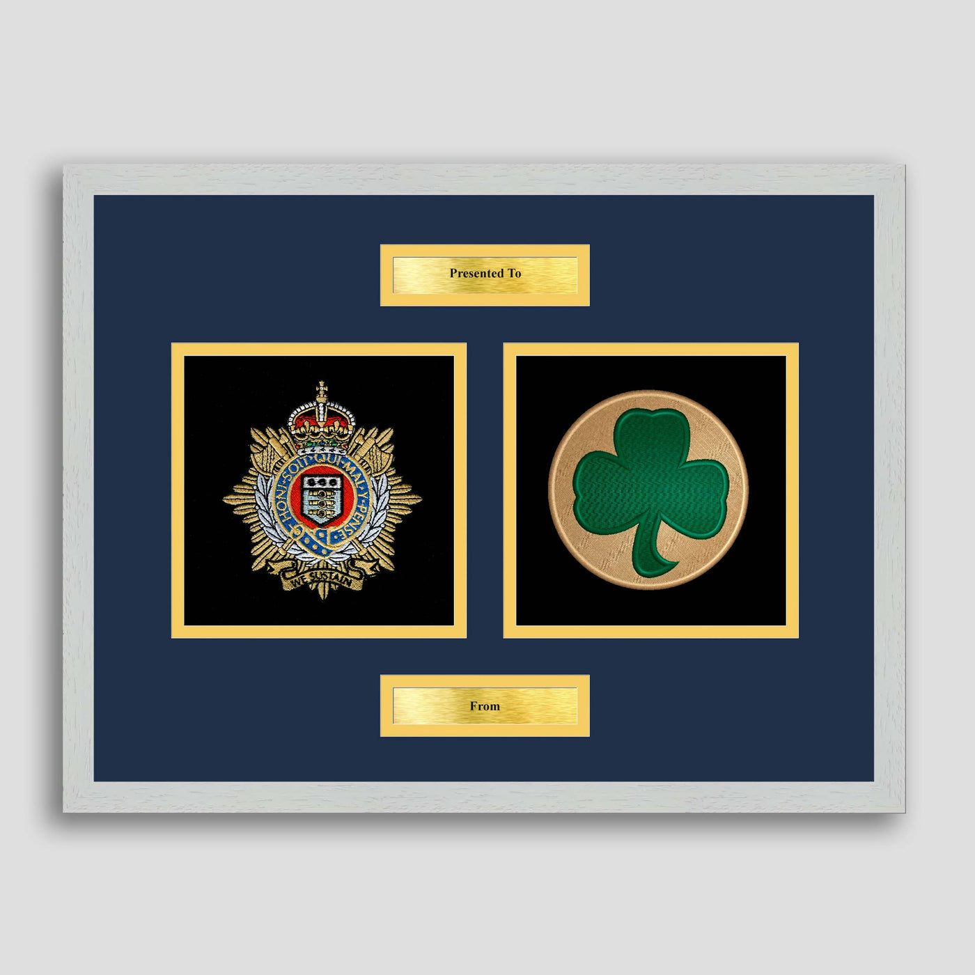 Royal Logistics Corps & 38 Irish Brigade Framed Military Embroidery Presentation