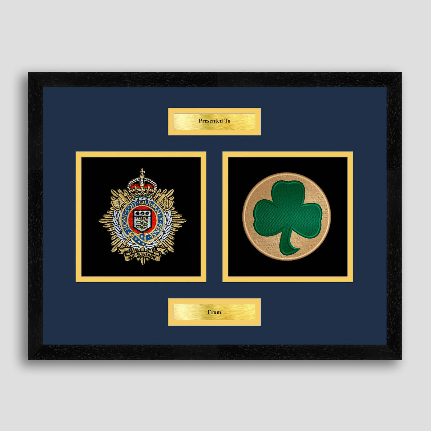 Royal Logistics Corps & 38 Irish Brigade Framed Military Embroidery Presentation