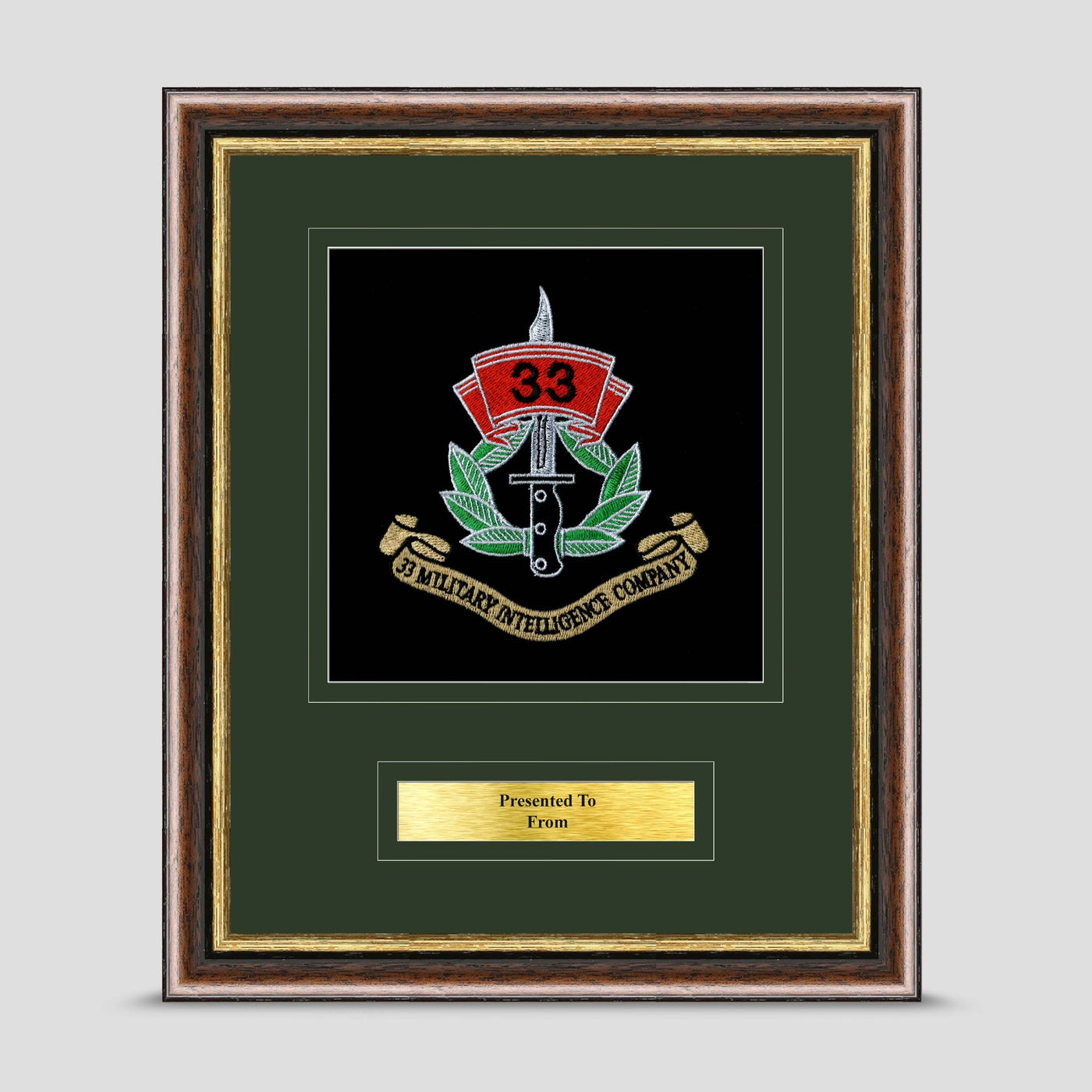 33 Military Intelligence Framed Military Embroidery Presentation