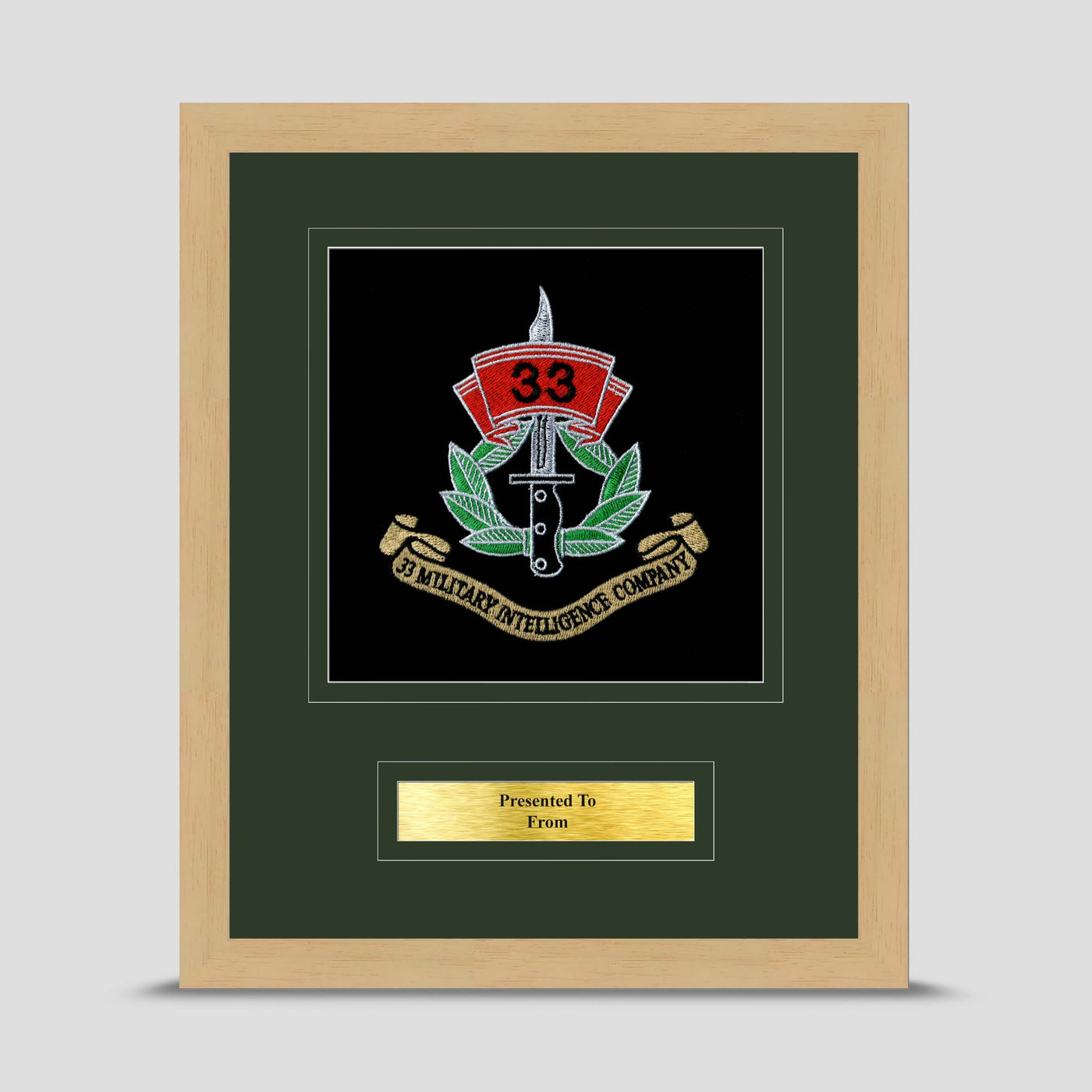 33 Military Intelligence Framed Military Embroidery Presentation