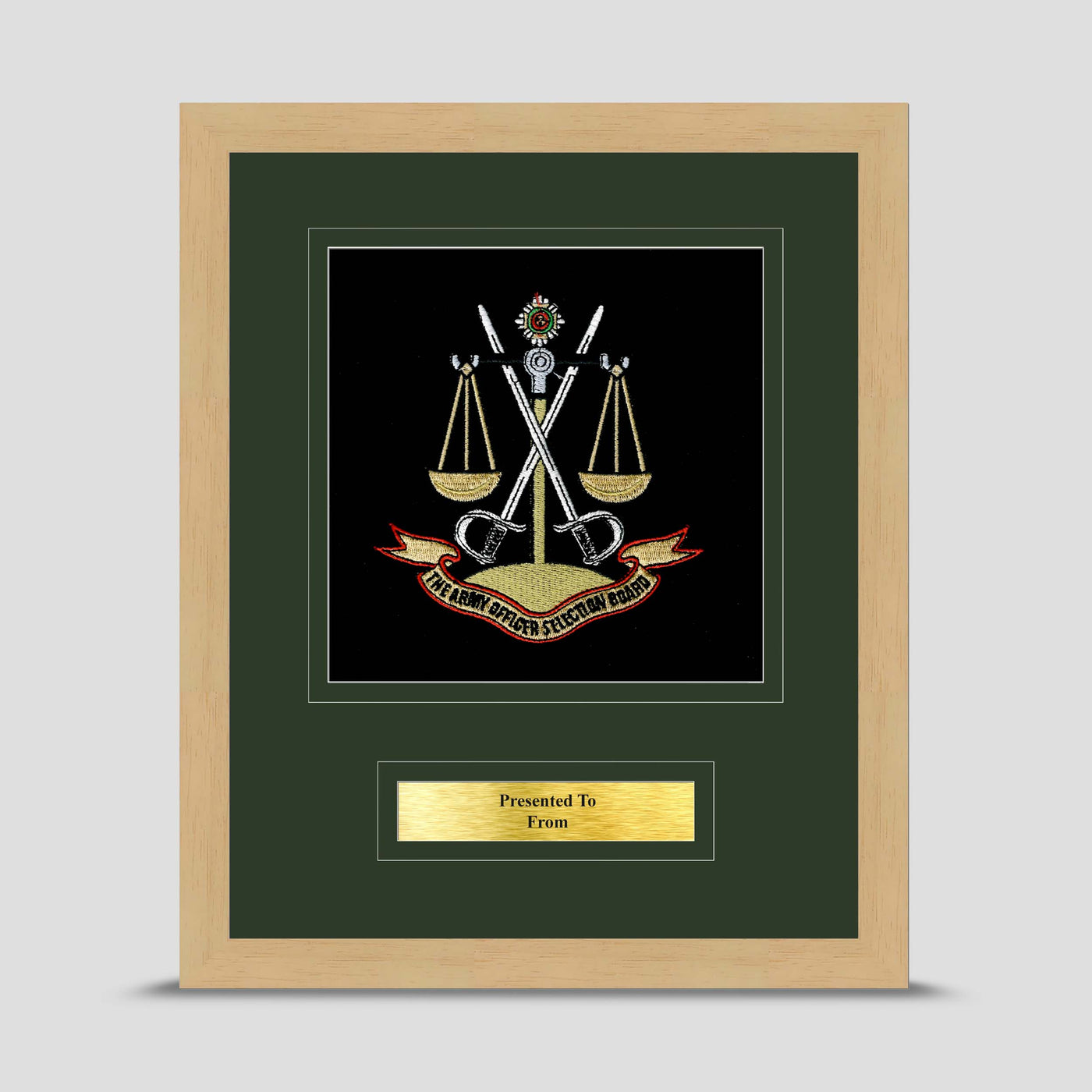 Army Officers Selection Board Framed Military Embroidery Presentation