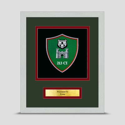 213 Section, 21 Company, 2 Military Intelligence Battalion Framed Military Embroidery Presentation