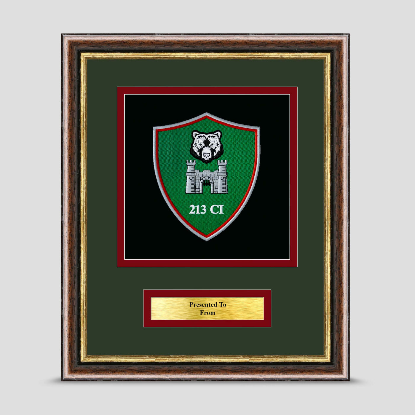 213 Section, 21 Company, 2 Military Intelligence Battalion Framed Military Embroidery Presentation