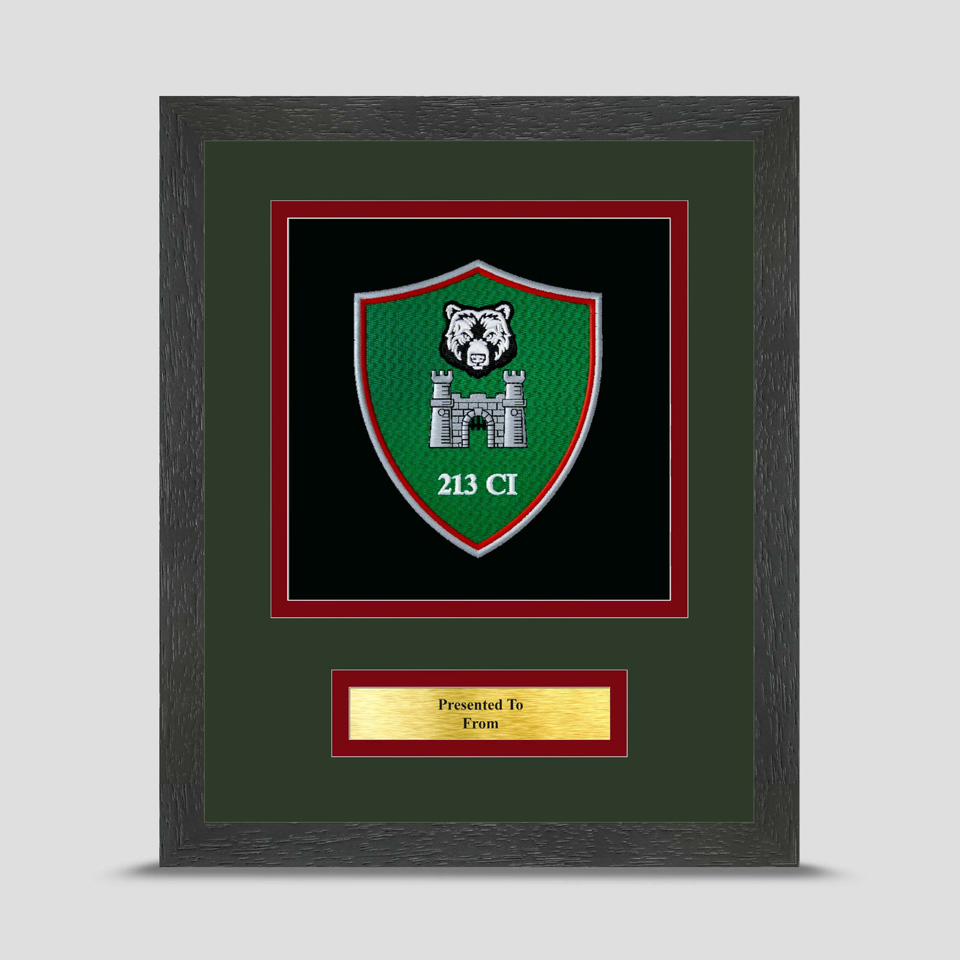 213 Section, 21 Company, 2 Military Intelligence Battalion Framed Military Embroidery Presentation