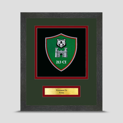213 Section, 21 Company, 2 Military Intelligence Battalion Framed Military Embroidery Presentation