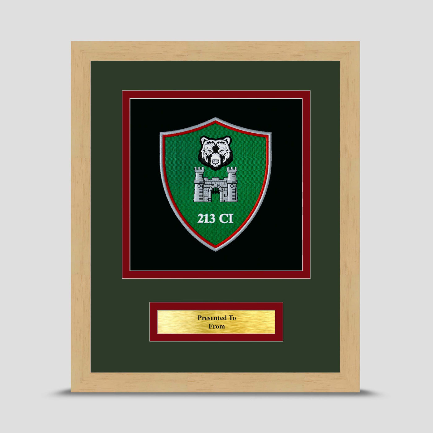 213 Section, 21 Company, 2 Military Intelligence Battalion Framed Military Embroidery Presentation