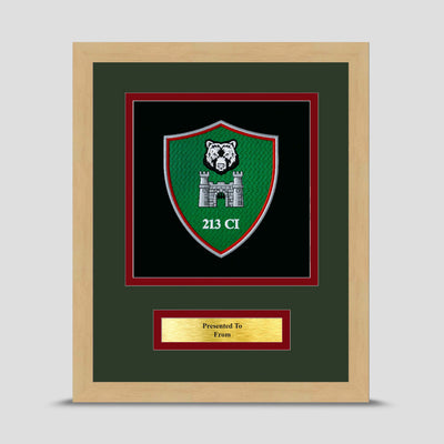 213 Section, 21 Company, 2 Military Intelligence Battalion Framed Military Embroidery Presentation