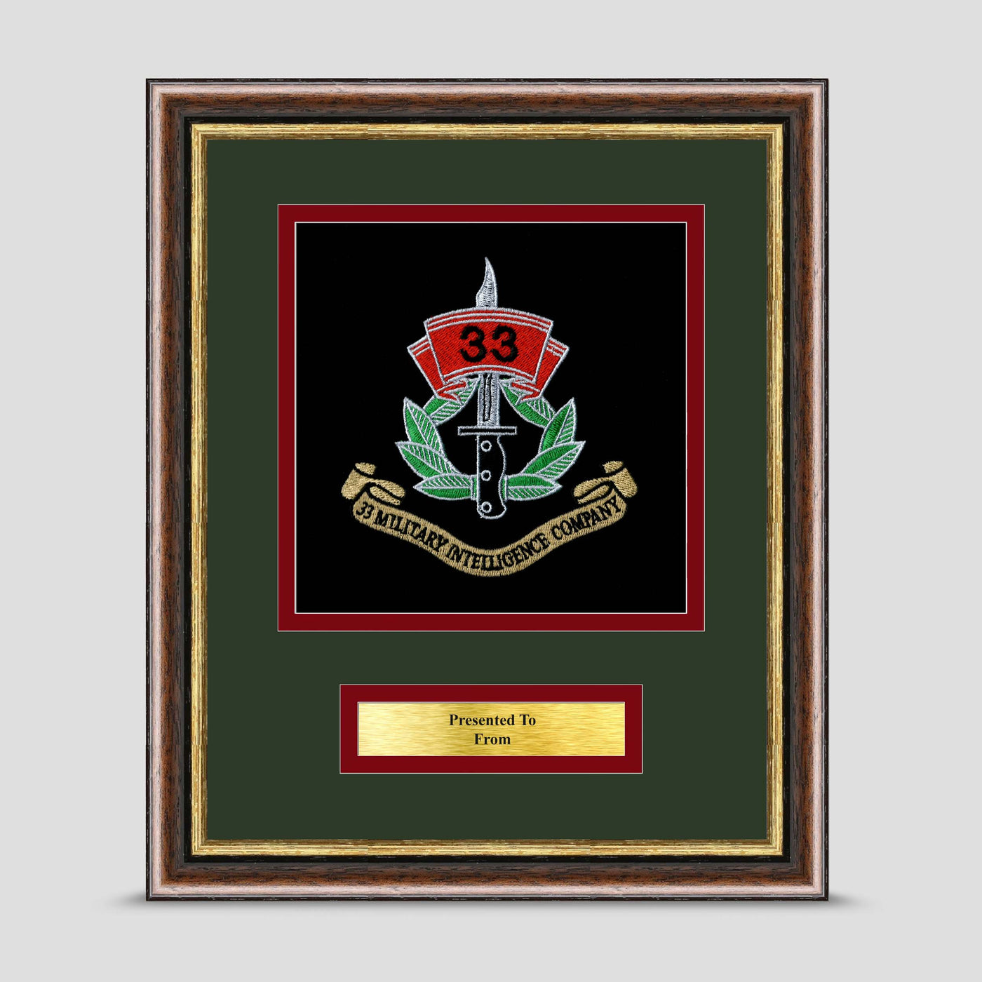 33 Military Intelligence Framed Military Embroidery Presentation