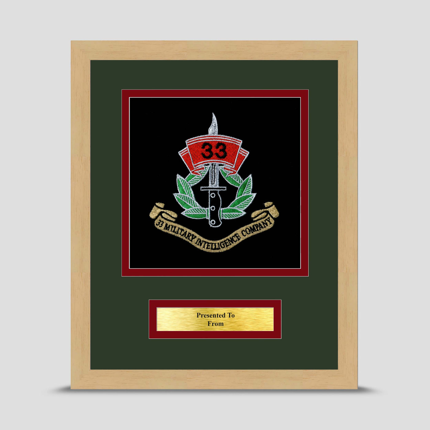 33 Military Intelligence Framed Military Embroidery Presentation